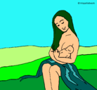 Dibujo Madre con su bebe pintado por javiera