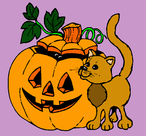 Calabaza y gato