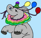 Dibujo Elefante con 3 globos pintado por JARDIN