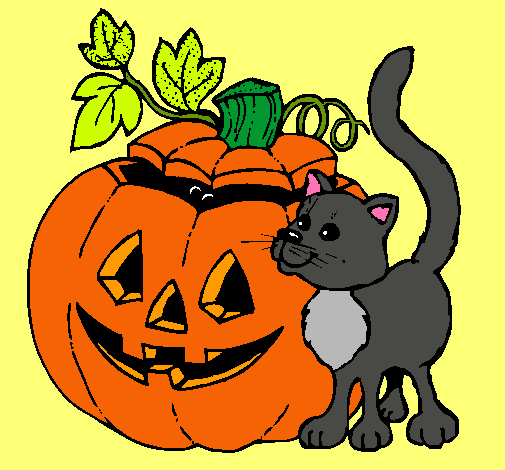 Calabaza y gato