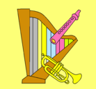 Dibujo Arpa, flauta y trompeta pintado por gabrielafernandez