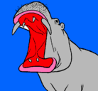 Dibujo Hipopótamo con la boca abierta pintado por cristian