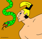 Dibujo Serpiente y guerrero pintado por ghste