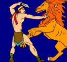 Dibujo Gladiador contra león pintado por omar