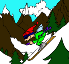 Dibujo Esquiador pintado por loco