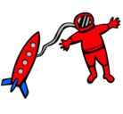 Dibujo Cohete y astronauta pintado por ariel