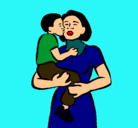 Dibujo Beso maternal pintado por mauricio