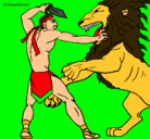 Dibujo Gladiador contra león pintado por sandritah