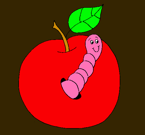 Manzana con gusano