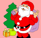 Dibujo Santa Claus y un árbol de navidad pintado por valeri