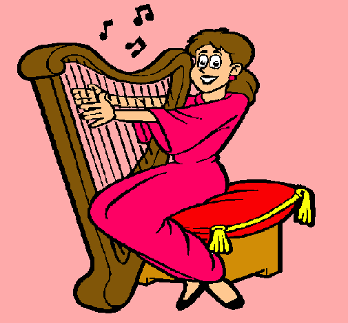 Mujer tocando la arpa