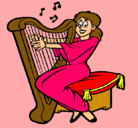 Dibujo Mujer tocando la arpa pintado por thania