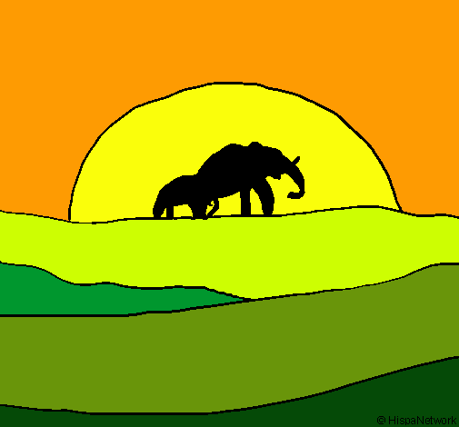 Elefante en el amanecer