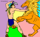 Dibujo Gladiador contra león pintado por hormiga