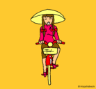 Dibujo China en bicicleta pintado por sarita