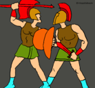 Dibujo Lucha de gladiadores pintado por ARES