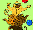 Dibujo Monos haciendo malabares pintado por EVAAYALA