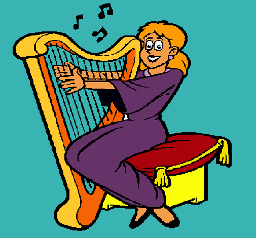 Mujer tocando la arpa