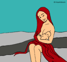 Dibujo Madre con su bebe pintado por marinasureda