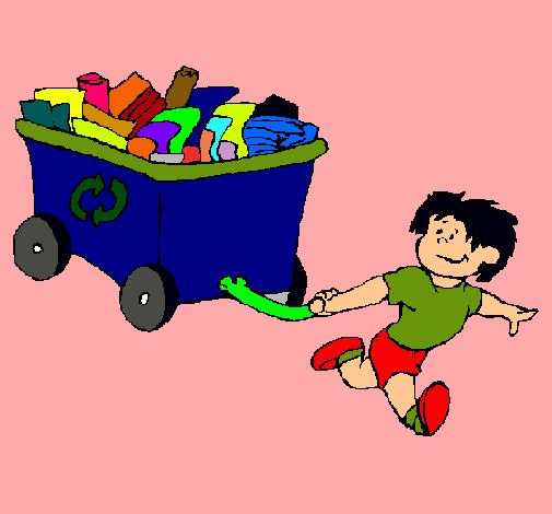 Niño reciclando