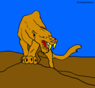 Dibujo Tigre con afilados colmillos pintado por PAU