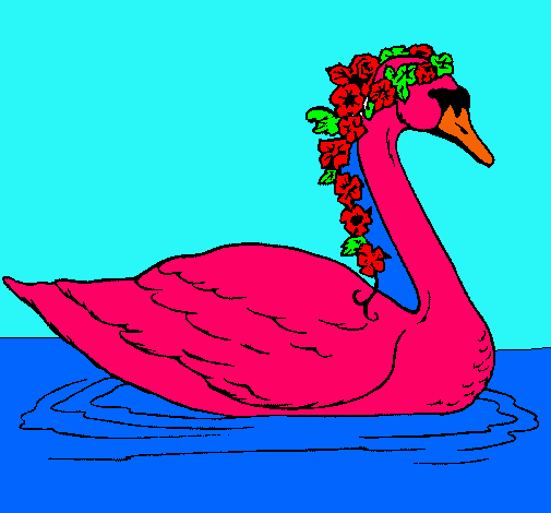 Cisne con flores