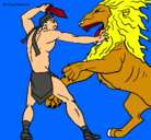 Dibujo Gladiador contra león pintado por fer