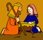 Dibujo Adoran al niño Jesús pintado por gean