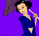 Dibujo Geisha con paraguas pintado por melissa