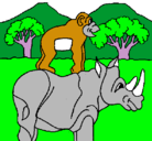 Dibujo Rinoceronte y mono pintado por lucas