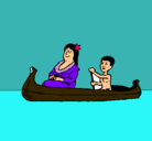 Dibujo Madre e hijo en canoa pintado por george