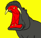 Dibujo Hipopótamo con la boca abierta pintado por hipo