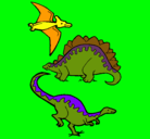 Dibujo Tres clases de dinosaurios pintado por IAN