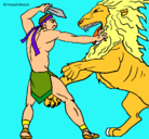 Dibujo Gladiador contra león pintado por katherinefarfancoraje