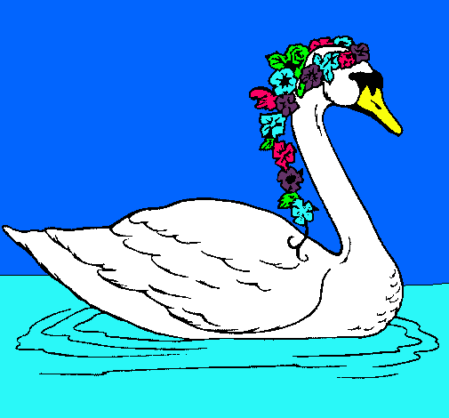 Cisne con flores