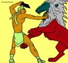 Dibujo Gladiador contra león pintado por manuel