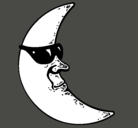 Dibujo Luna con gafas de sol pintado por luis