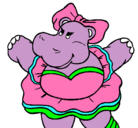 Dibujo Hipopótama con lazo pintado por sandra
