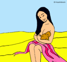 Dibujo Madre con su bebe pintado por matias