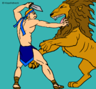 Dibujo Gladiador contra león pintado por saristalalindista