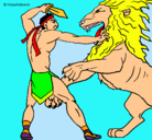 Dibujo Gladiador contra león pintado por Agustin