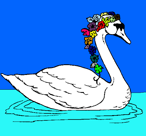 Cisne con flores