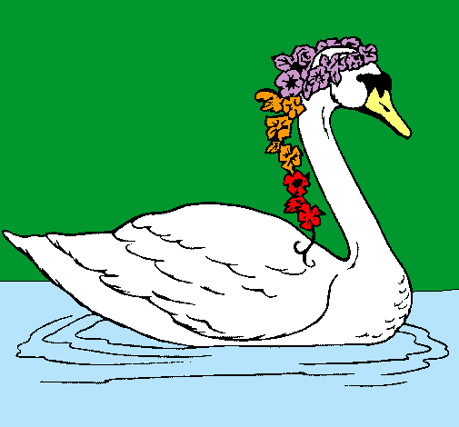 Cisne con flores