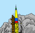 Dibujo Lanzamiento cohete pintado por juank