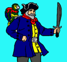 Dibujo Pirata con un loro pintado por danielitha