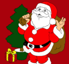 Dibujo Santa Claus y un árbol de navidad pintado por luismiguel