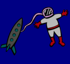 Dibujo Cohete y astronauta pintado por brayan