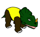 Dibujo Triceratops II pintado por tiranosauro