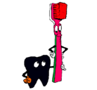 Dibujo Muela y cepillo de dientes pintado por nelson