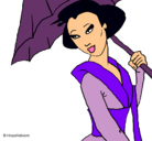 Dibujo Geisha con paraguas pintado por nathalia